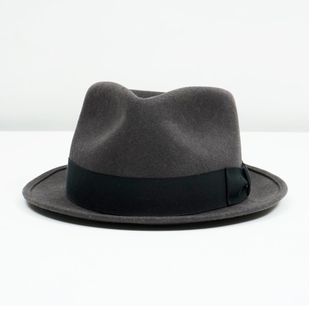 Shannon Phillips Mad Men Fedora Hat L/XL 100% Wool Gray 24" Emmy Award
